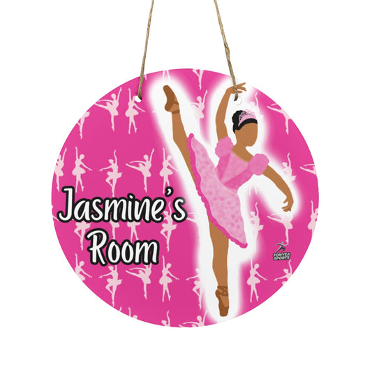 Cocoa Cutie Fonyea Sports Ballerina Round Wooden Door Sign 11.8''