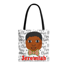 Load image into Gallery viewer, Cocoa Cutie Christmas Bow Tie Boy Tote Bag (PICK YOUR SKIN TONE)
