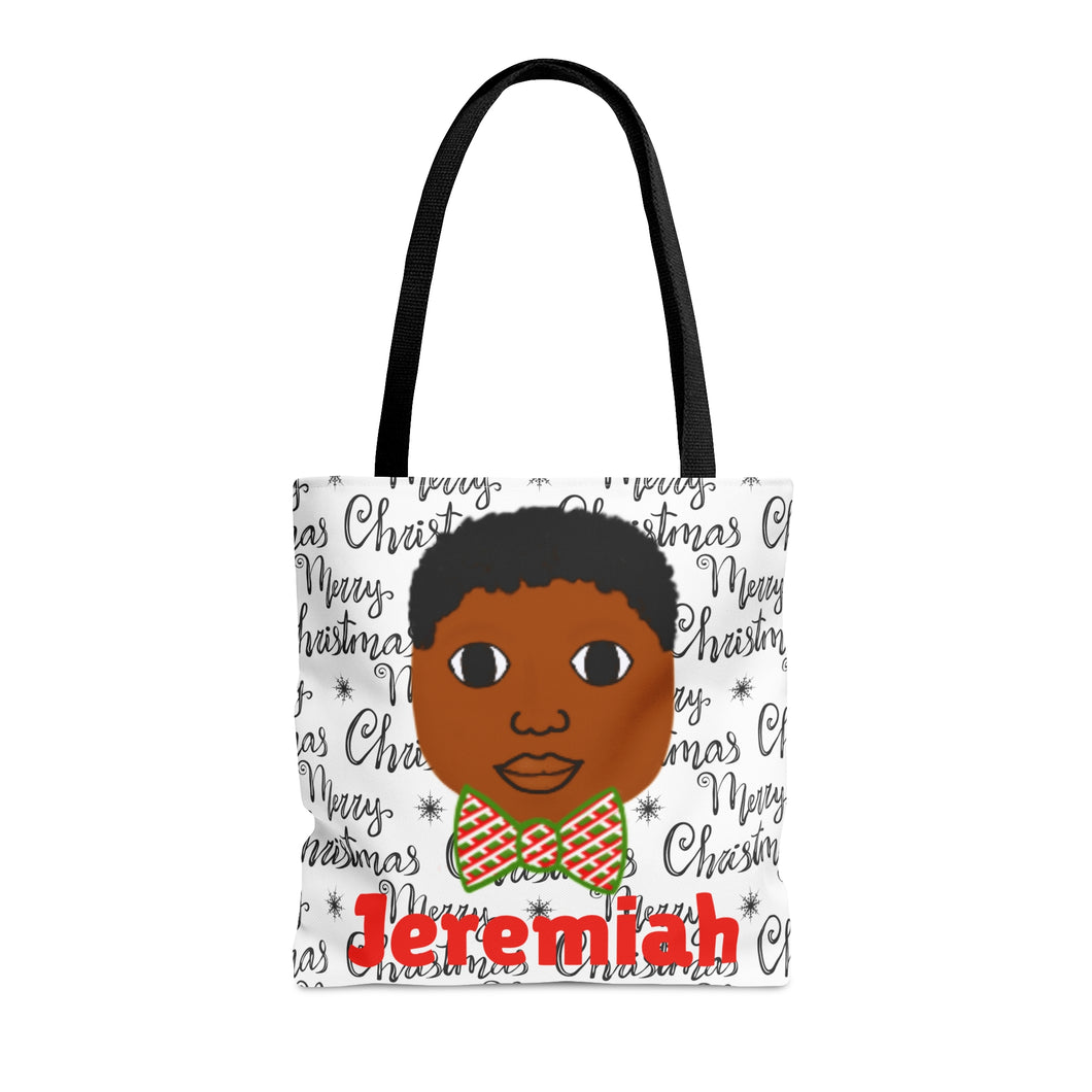 Cocoa Cutie Christmas Bow Tie Boy Tote Bag (PICK YOUR SKIN TONE)