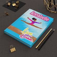 Load image into Gallery viewer, Cocoa Cutie Personalized HARDCOVER Journal- Gymnast (PICK YOUR SKIN TONE)
