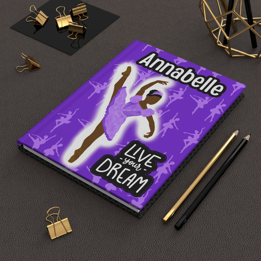 Cocoa Cutie Personalized HARDCOVER Journal- Purple Ballerina (PICK YOUR SKIN TONE)