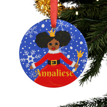 Load image into Gallery viewer, Cocoa Cutie Christmas Princess Acrylic Ornament with Ribbon (PICK SKIN TONE)
