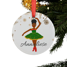 Load image into Gallery viewer, Cocoa Cutie Christmas Ballerina Acrylic Ornament with Ribbon
