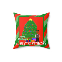 Load image into Gallery viewer, Cocoa Cutie Christmas Tree Boy Faux Suede Square Pillow
