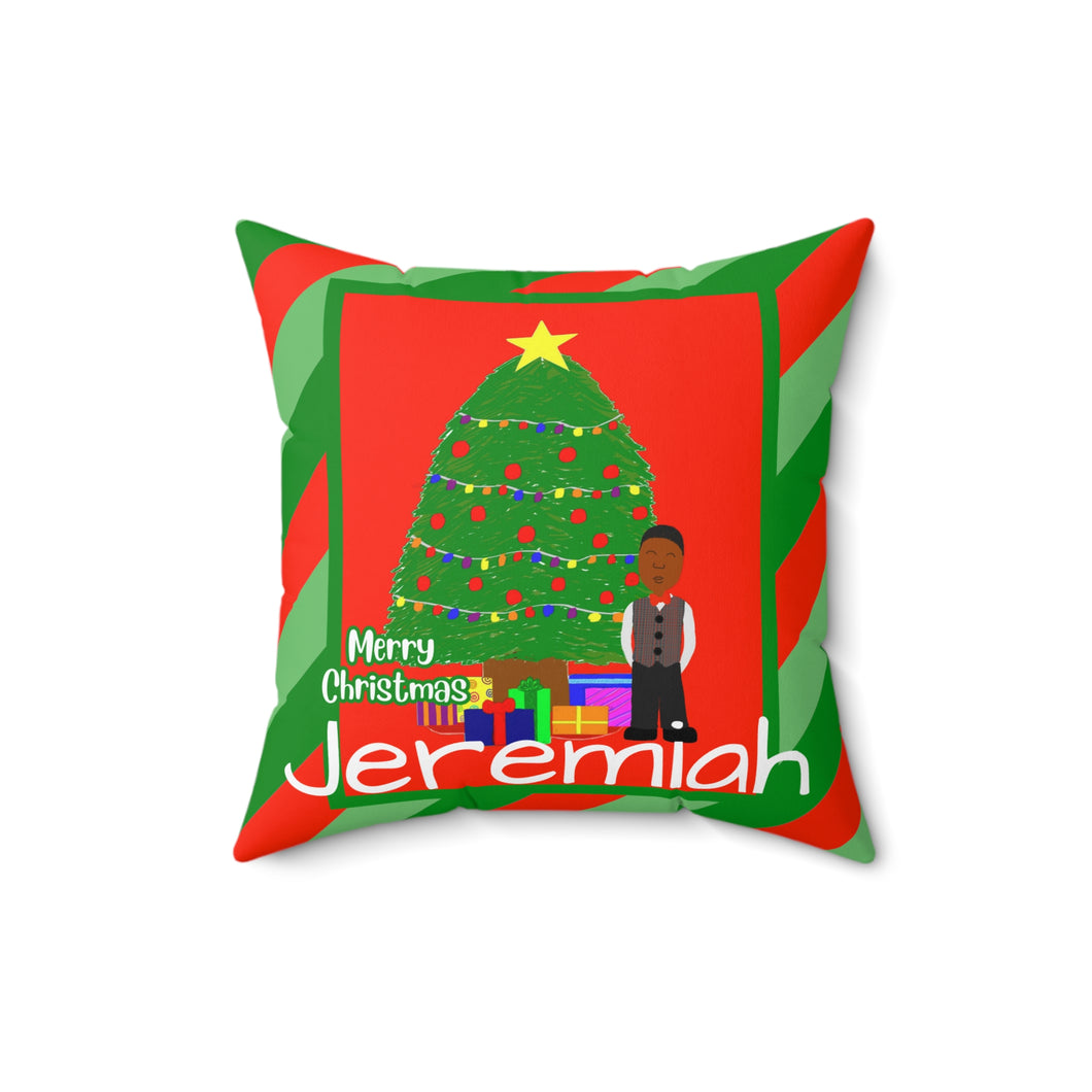 Cocoa Cutie Christmas Tree Boy Faux Suede Square Pillow