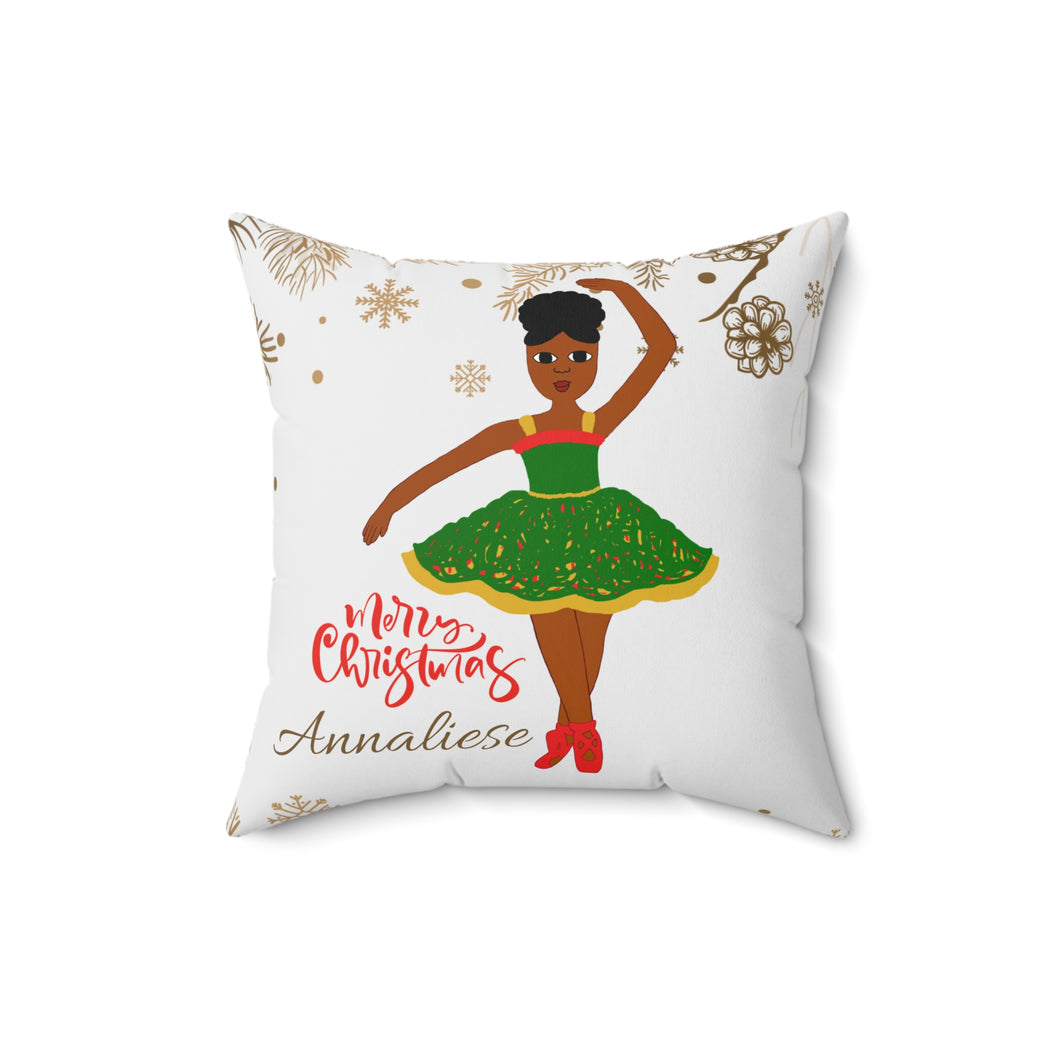Cocoa Cutie Christmas Ballerina Faux Suede Square Pillow