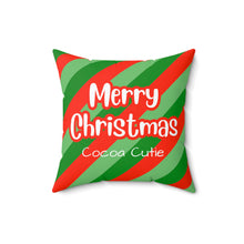 Load image into Gallery viewer, Cocoa Cutie Christmas Tree Girl Faux Suede Square Pillow
