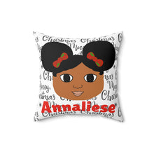 Load image into Gallery viewer, Cocoa Cutie Christmas Afro Puffs Faux Suede Square Pillow (PICK SKIN TONE)
