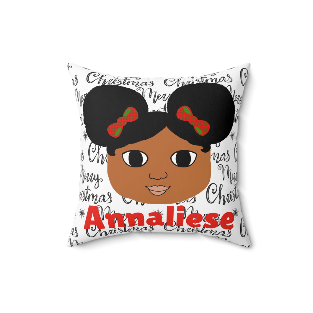 Cocoa Cutie Christmas Afro Puffs Faux Suede Square Pillow (PICK SKIN TONE)