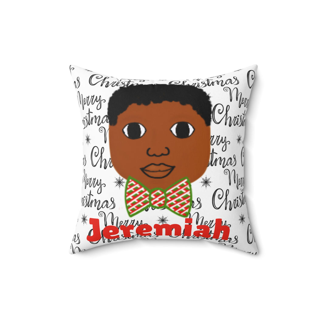 Cocoa Cutie Christmas Bow Tie Faux Suede Square Pillow (PICK SKIN TONE)