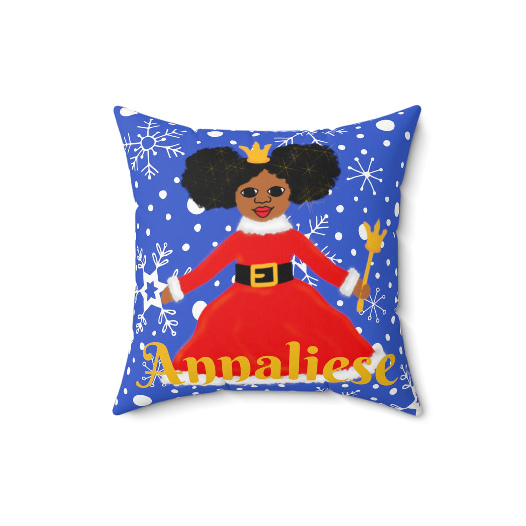 Cocoa Cutie Christmas Princess Faux Suede Square Pillow (PICK YOUR SKIN TONE)