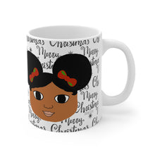 Load image into Gallery viewer, Cocoa Cutie Christmas Afro Puffs Ceramic Mug (11oz\15oz\20oz) (PICK SKIN TONE)
