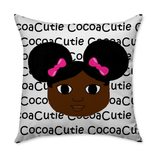 Cocoa Cutie Afro Puffs Yanna Pillow PINK- DARK SKIN TONE