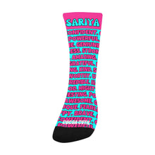 Load image into Gallery viewer, Cocoa Cutie Affirmations Pink Teal Kids&#39; Socks
