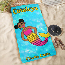 Load image into Gallery viewer, Cocoa Cutie Be A Mermaid Puffs Beach Towel 31&quot;x71&quot;(PICK SKIN TONE)
