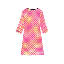 Load image into Gallery viewer, Cocoa Cutie Pink Mermaid Girls&#39; Long Sleeve Dress (PICK SKIN TONE)
