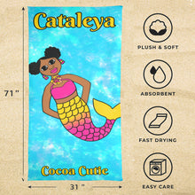 Load image into Gallery viewer, Cocoa Cutie Be A Mermaid Puffs Beach Towel 31&quot;x71&quot;(PICK SKIN TONE)
