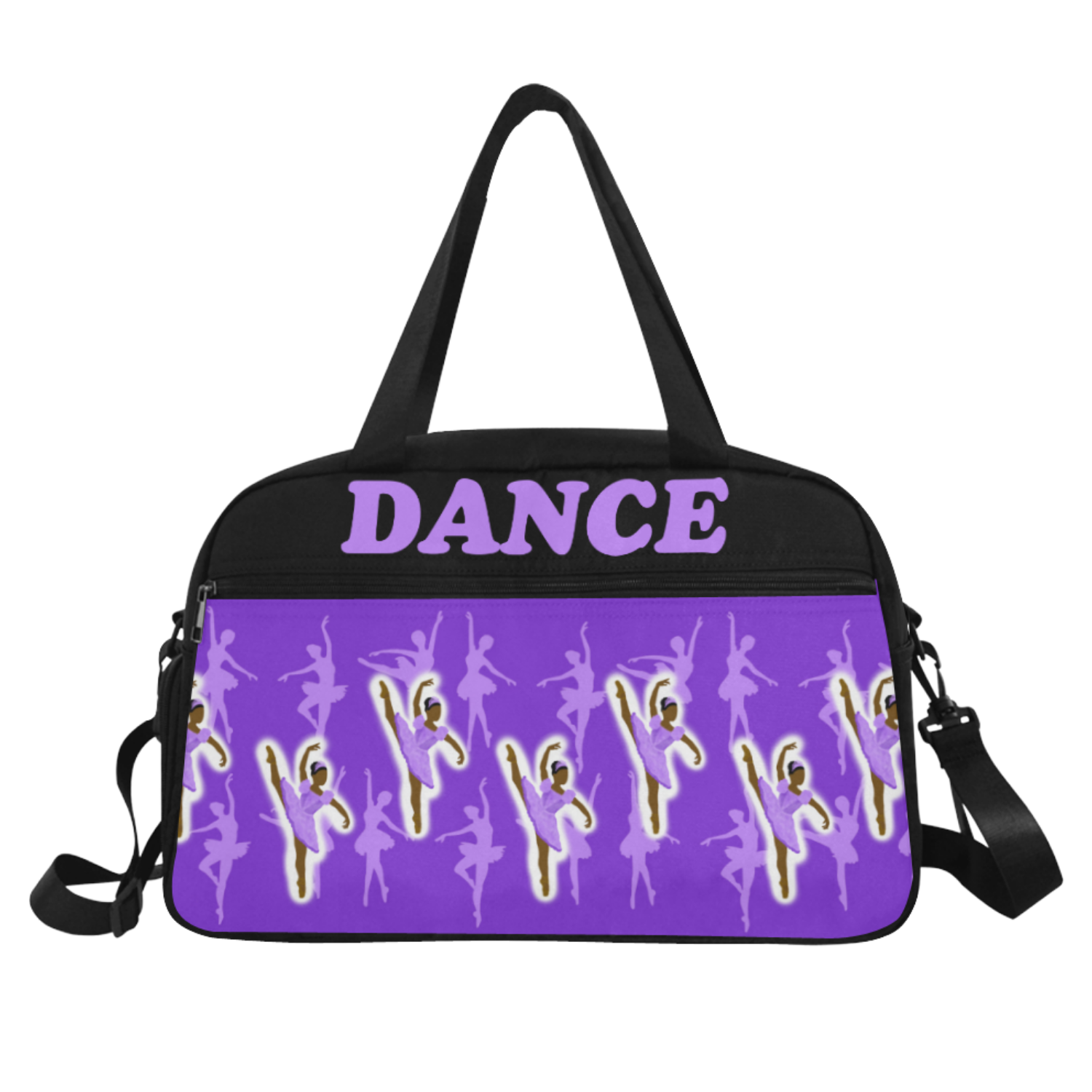 Purple Black Ballerina Dance Competition Ballet Duffel Bag 