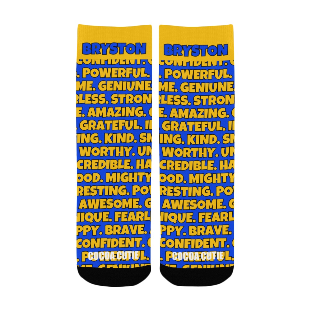 Cocoa Cutie Affirmations Blue Gold Kid's Socks
