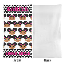 Load image into Gallery viewer, Cocoa Cutie Afro Puffs and Pink Bows Beach Towel 31&quot;x71&quot; (PICK SKIN TONE)
