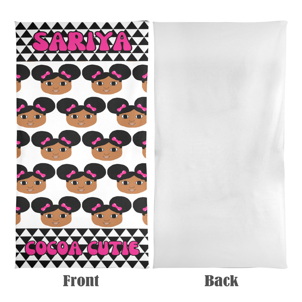 Cocoa Cutie Afro Puffs and Pink Bows Beach Towel 31