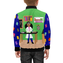 Load image into Gallery viewer, Chemist Girl Cocoa Cutie Kids&#39; Bomber Jacket (PICK YOUR SKIN TONE)
