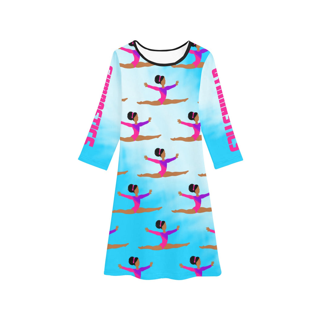 Cocoa Cutie Active Cutie Gymnast Girls' Long Sleeve Dress (PICK SKIN TONE)