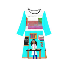 Load image into Gallery viewer, Cocoa Cutie Chemist Scientist Jordyn Blue Girls&#39; Long Sleeve Dress (PICK SKIN TONE)
