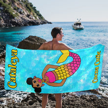 Load image into Gallery viewer, Cocoa Cutie Be A Mermaid Puffs Beach Towel 31&quot;x71&quot;(PICK SKIN TONE)
