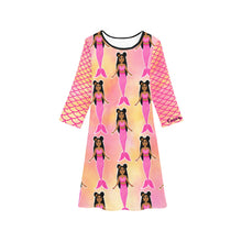 Load image into Gallery viewer, Cocoa Cutie Pink Mermaid Girls&#39; Long Sleeve Dress (PICK SKIN TONE)
