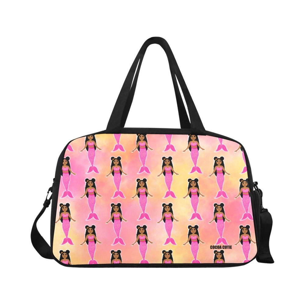 Pink Mermaid Cocoa Cutie Travel Bag with Shoe Compartment (Three Skin Tones)