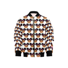 Load image into Gallery viewer, Cocoa Cutie Afro Puffs and Pink Bows Bomber Jacket (PICK SKIN TONE)
