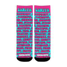 Load image into Gallery viewer, Cocoa Cutie Affirmations Pink Teal Kids&#39; Socks

