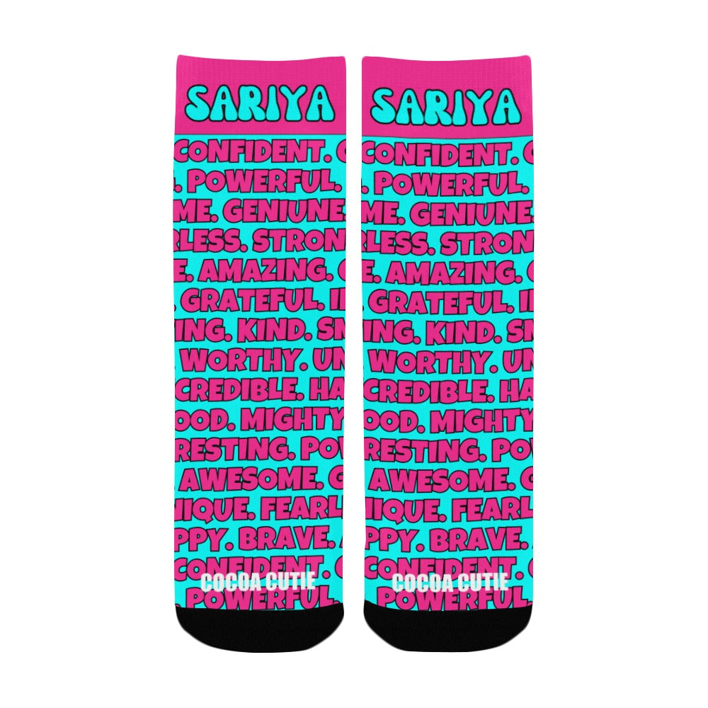 Cocoa Cutie Affirmations Pink Teal Kids' Socks