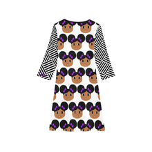 Load image into Gallery viewer, Cocoa Cutie Afro Puffs and Purple Bows Girls&#39; Long Sleeve Dress (PICK SKIN TONE)

