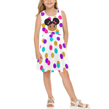 Load image into Gallery viewer, Cocoa Cutie Afro Puffs Dots Kid&#39;s Dress (PICK YOUR SKIN TONE)
