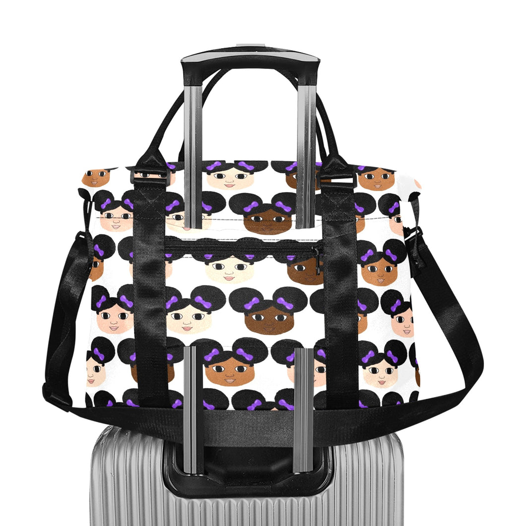 Cocoa Cuties Afro Puffs Multi-Pocket Large Capacity Travel/Duffel Bag(Two Colors)