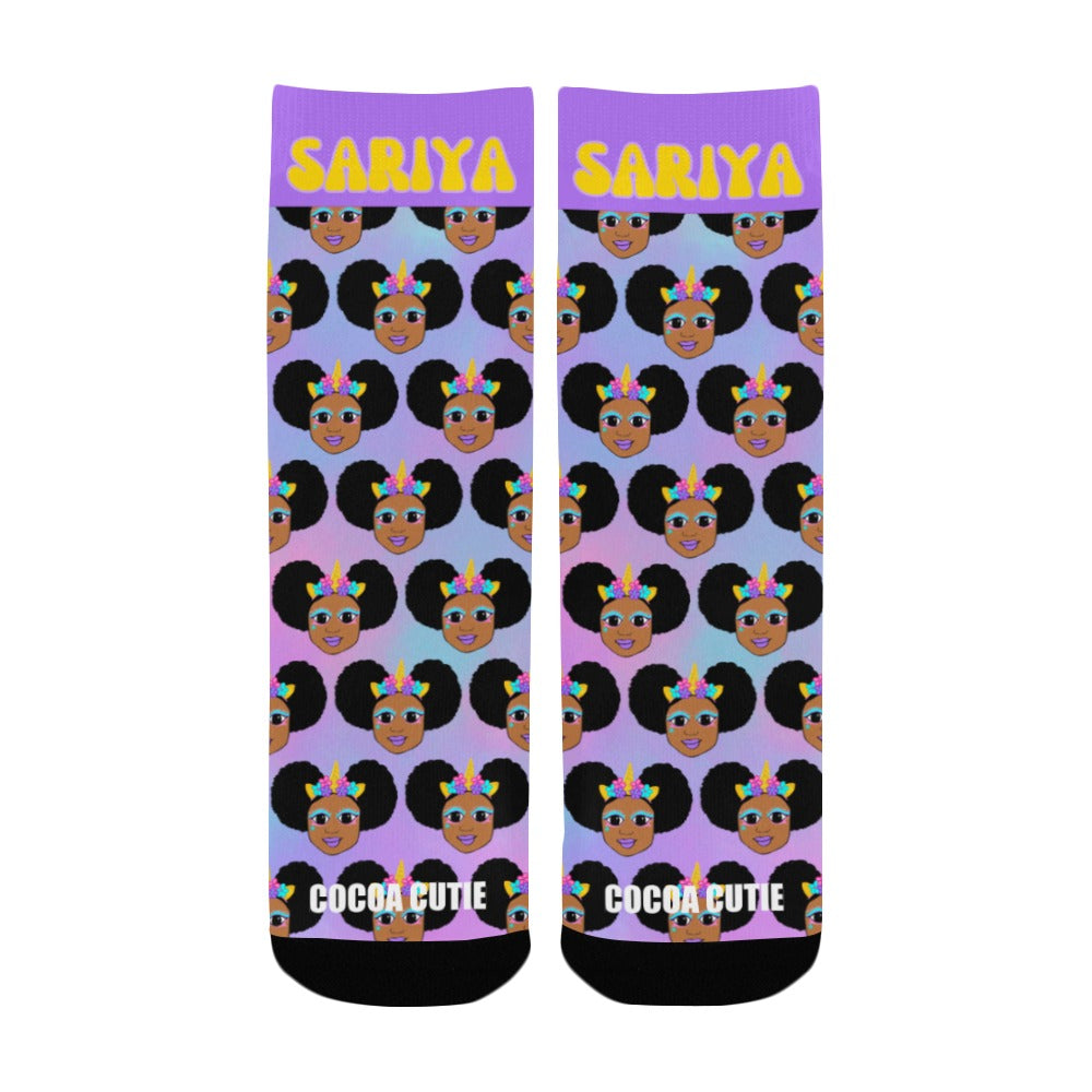 Cocoa Cutie Unicorn Magic Kid's Socks (PICK YOUR SKIN TONE.)