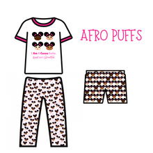 Load image into Gallery viewer, Afro Puffs Cocoa Cutie Affirmation Pajamas

