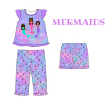 Load image into Gallery viewer, Mermaid Cocoa Cutie Affirmation Pajamas
