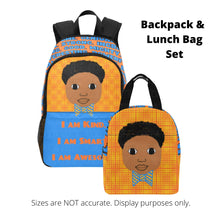 Load image into Gallery viewer, BACKPACK SET &quot;I AM&quot; Cocoa Cutie Affirmations Boy Orange/Blue-(Four Skin Tones) Bundle
