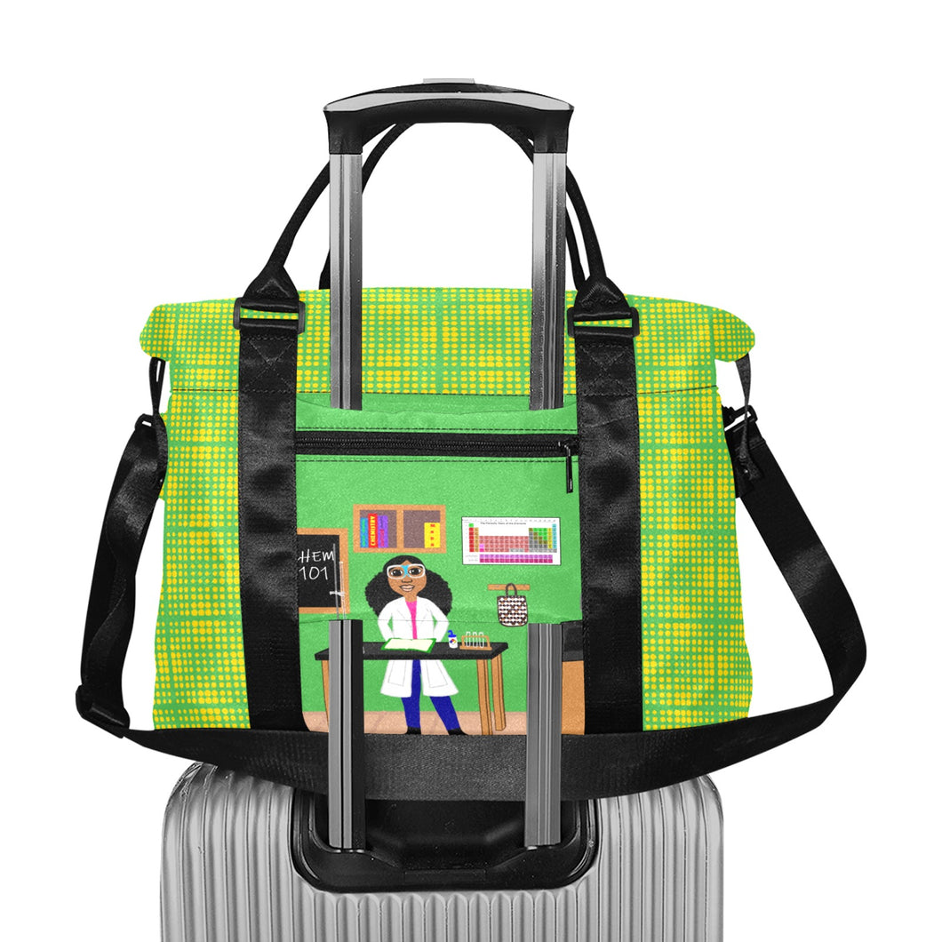 Cocoa Cutie Chemist/Scientist Girl Multi-Pocket Large Capacity Travel/Duffel Bag(PICK SKIN TONE)