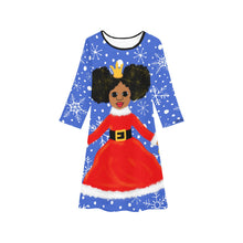 Load image into Gallery viewer, Cocoa Cutie Christmas Princess Girls&#39; Long Sleeve Dress (PICK SKIN TONE)
