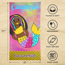 Load image into Gallery viewer, Cocoa Cutie Be A Mermaid LOCS Beach Towel 31&quot;x71&quot;(PICK SKIN TONE)
