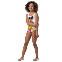 Load image into Gallery viewer, Hibiscus Be A Mermaid Cocoa Cutie Kids Swimsuit(2T-7)-PICK SKIN TONE
