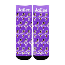 Load image into Gallery viewer, Cocoa Cutie Purple Dancer Kid&#39;s Socks (PICK YOUR SKIN TONE.)
