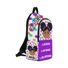 Load image into Gallery viewer, Cocoa Cutie I AM KIND Girl Purple Backpack (PICK YOUR SKIN TONE)
