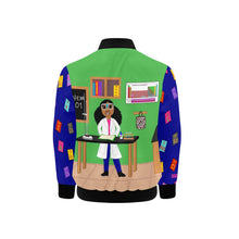 Load image into Gallery viewer, Chemist Girl Cocoa Cutie Kids&#39; Bomber Jacket (PICK YOUR SKIN TONE)
