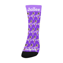 Load image into Gallery viewer, Cocoa Cutie Purple Dancer Kid&#39;s Socks (PICK YOUR SKIN TONE.)
