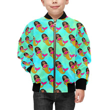 Load image into Gallery viewer, Be A Mermaid &quot;Waves&quot; Cocoa Cutie Kids&#39; Bomber Jacket (PICK YOUR SKIN TONE)
